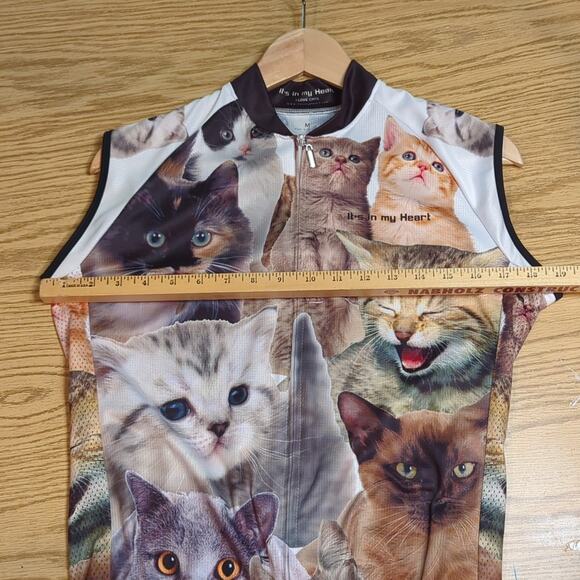 It's in My Heart Cat Cycling Shirt Size Medium Athletic Outdoor Fitness - Picture 6 of 11